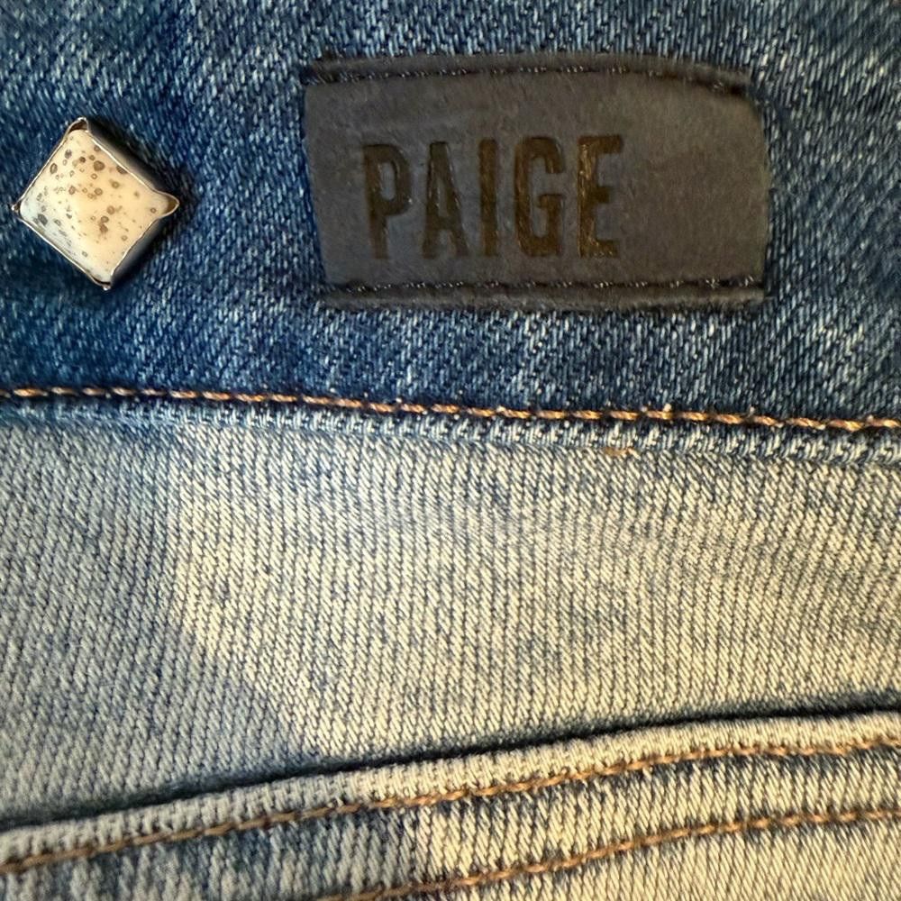 Paige PAIGE Verdugo Ankle Skinny Jeans Raw Hem Two Tone Studded 26 Size 26" / US 2 / IT 38 - 9 Thumbnail