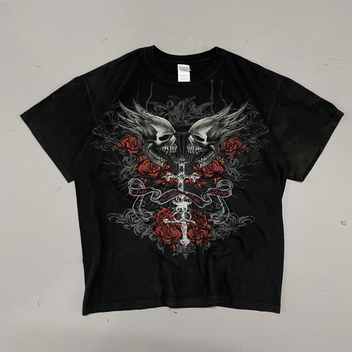 Affliction Crazy vintage Y2K Affliction Skull Rose baggy skater tee Size US L / EU 52-54 / 3 - 1 Thumbnail