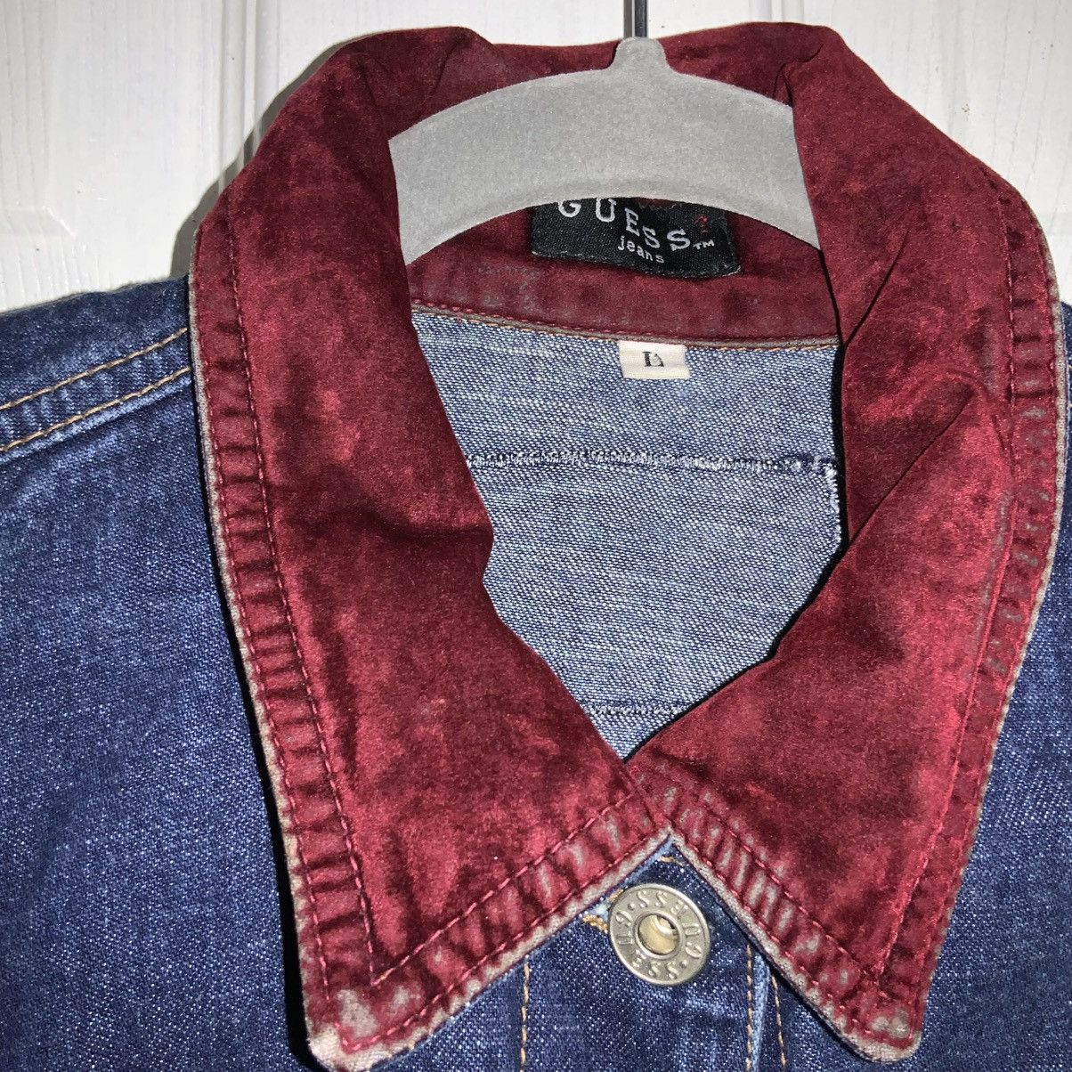 Guess Guess Glamour Denim trucker denim jacket velvet trim Sz L Size L / US 10 / IT 46 - 5 Thumbnail