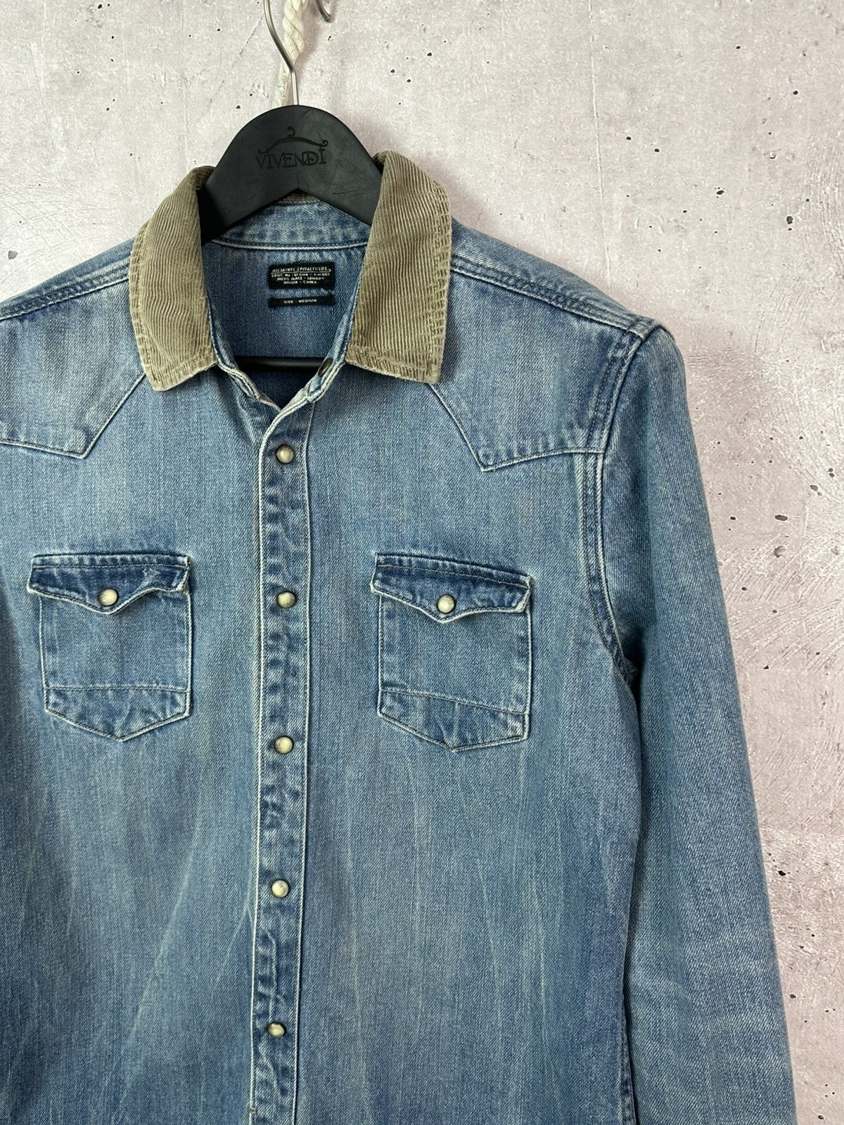 Allsaints AllSaints Bedford Blue Washed Cotton Long Sleeve Denim Shirt Size US M / EU 48-50 / 2 - 6 Thumbnail