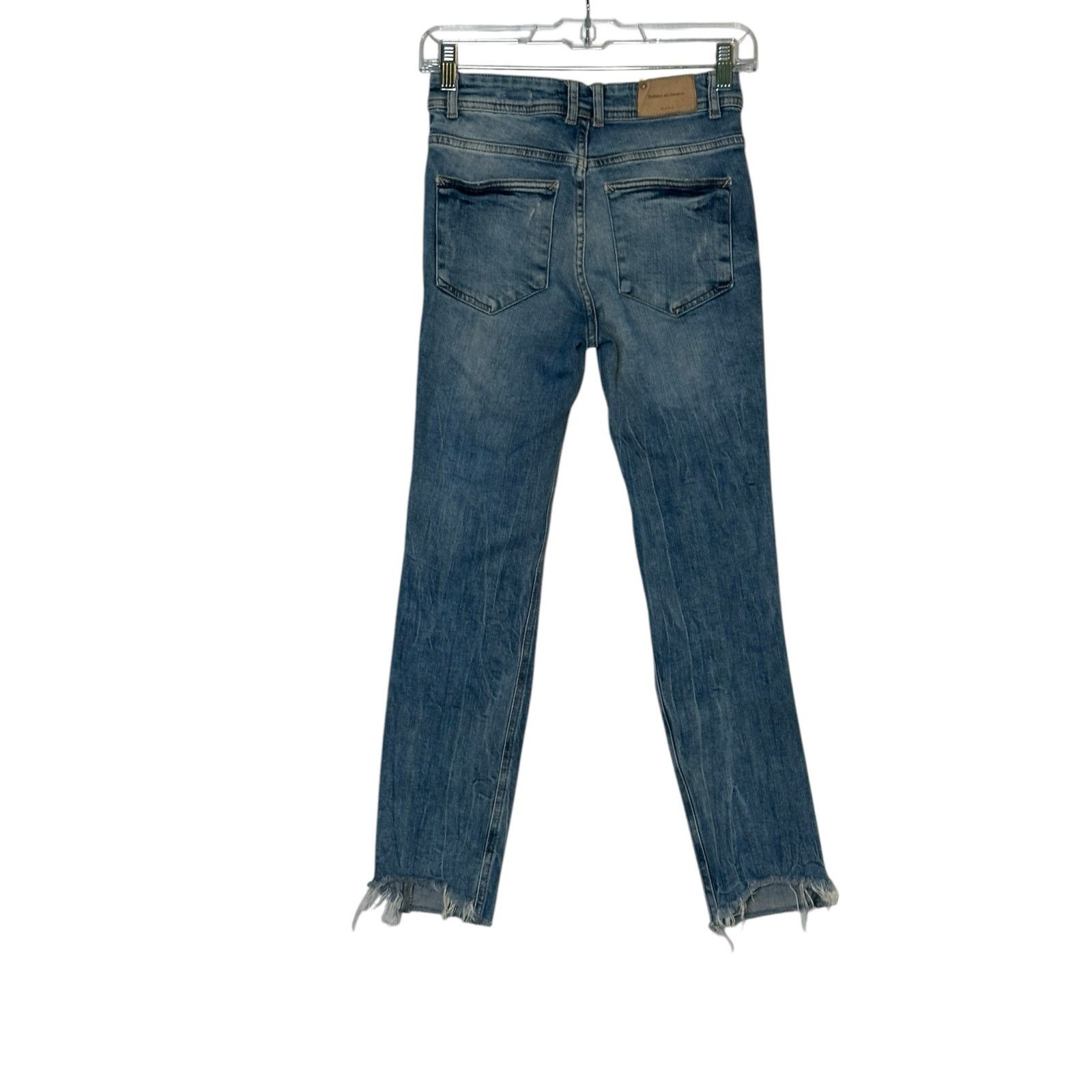 Zara Trafaluc Denimwear blue distressed straight leg jeans size 4 Size 27" / US 4 / IT 40 - 10 Thumbnail