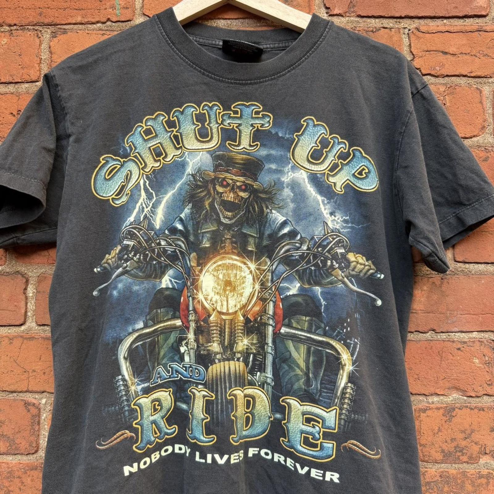 Other shut up and ride nobody lives forever t shirt biker tees M Size US M / EU 48-50 / 2 - 2 Thumbnail