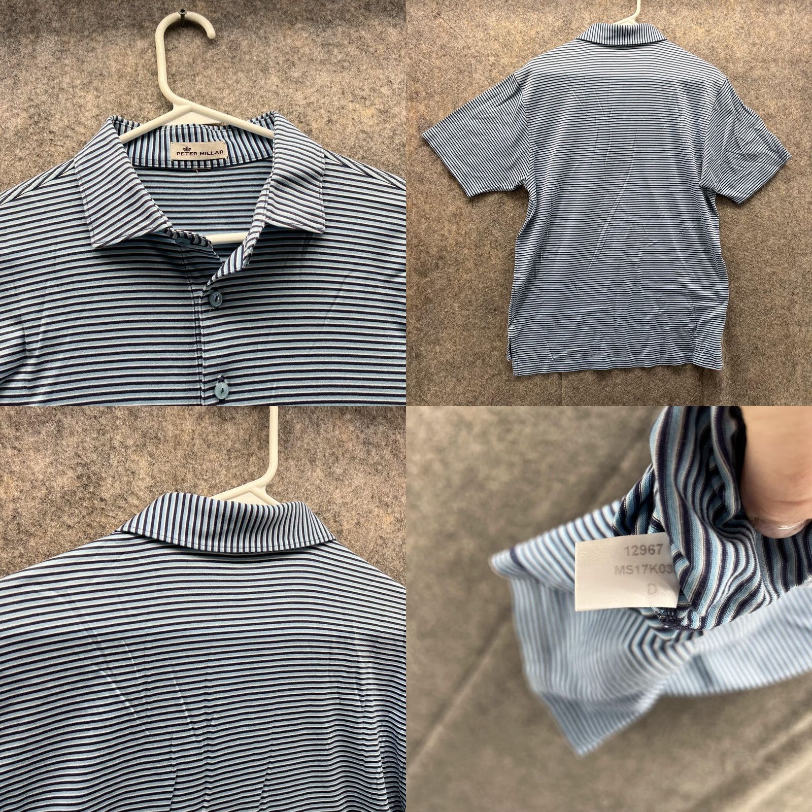 Peter Millar Peter Millar Polo Shirt Men Large Adult Blue Striped Preppy Casual Outdoors Shirt Size US L / EU 52-54 / 3 - 8 Thumbnail