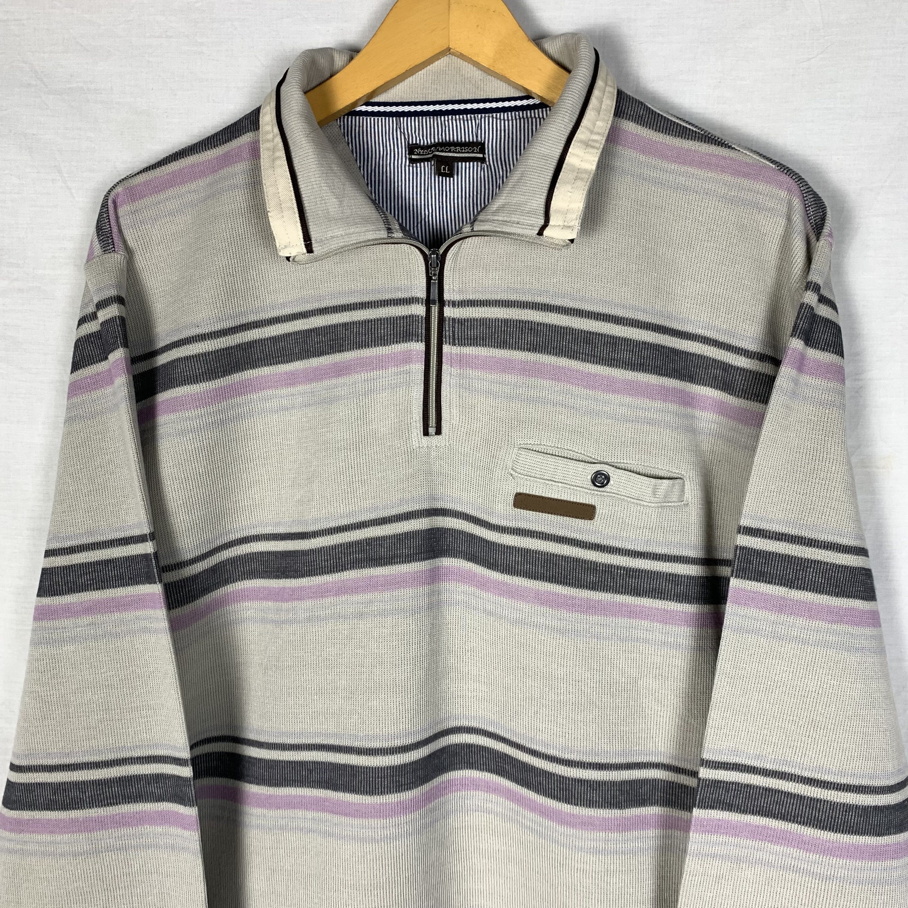 Vintage Vintage Nicole Morisson Halfzip Striped Sweatshirt Crewneck Size US L / EU 52-54 / 3 - 1 Thumbnail