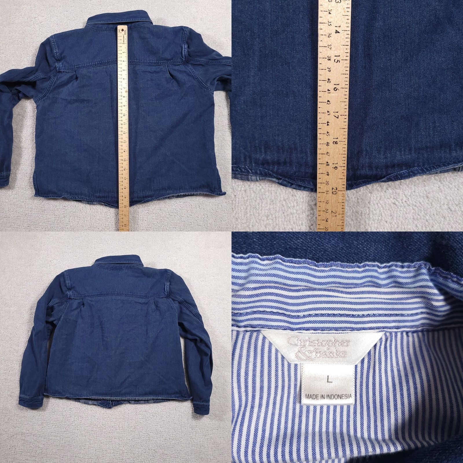 Vintage Christopher & Banks Jean Jacket Women's Large Long Sleeve Collared Western Denim Blue Jacket Size L / US 10 / IT 46 - 8 Thumbnail