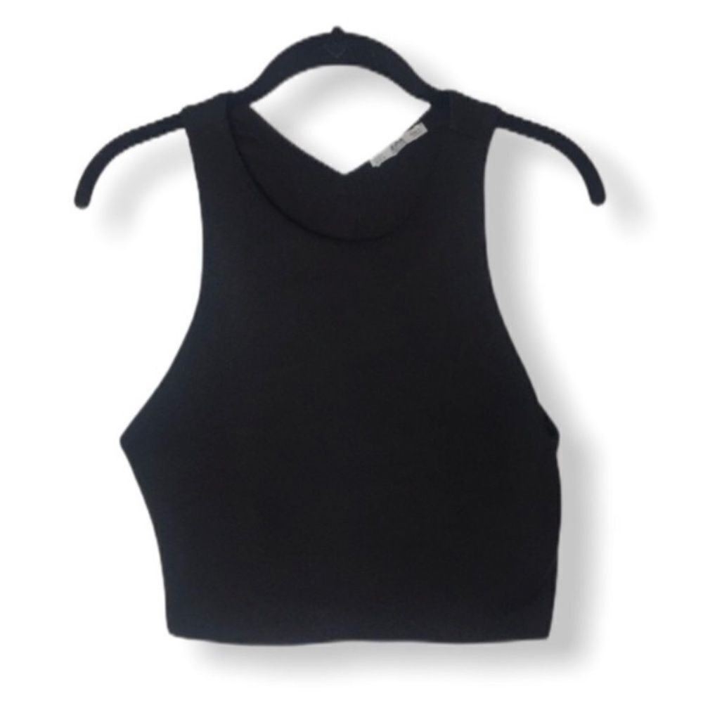 Zara Zara Black Thick Knit Sleeveless Crop Tank Top Size L Minima Size L / US 10 / IT 46 - 2 Thumbnail