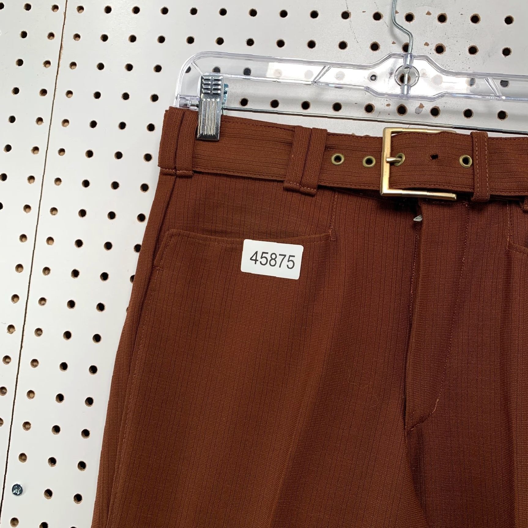 Vintage VINTAGE 70s Mens Mod Disco Pants 28x31 Brown Belted Flare Trousers Falcon Zip Pants Size US 28 / EU 44 - 4 Thumbnail