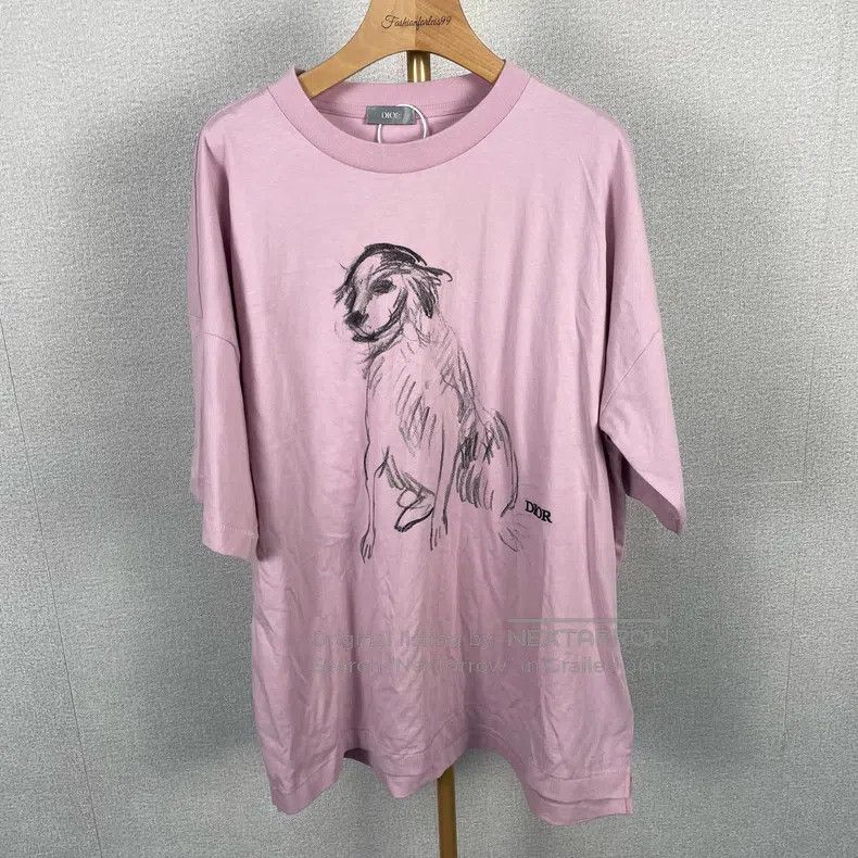 Dior Dior Pink simple stroke drawing puppy print round neck sho Size US L / EU 52-54 / 3 - 1 Thumbnail