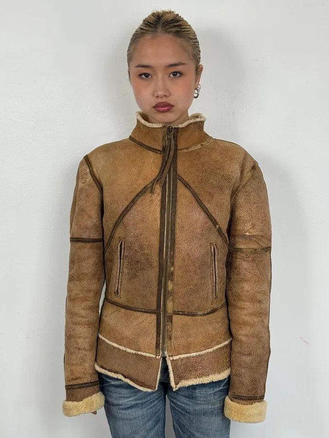 Roberto Cavalli 2000s Roberto Cavalli Brown Pure Shearling Leather Jacket Size XS / US 0-2 / IT 36-38 - 2 Thumbnail