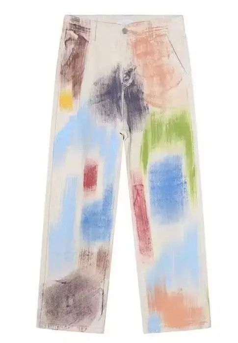 Japanese Brand × Jean Baggy Paint Splatter Tie Dye White Denim Jeans Size US 32 / EU 48 - 3 Thumbnail