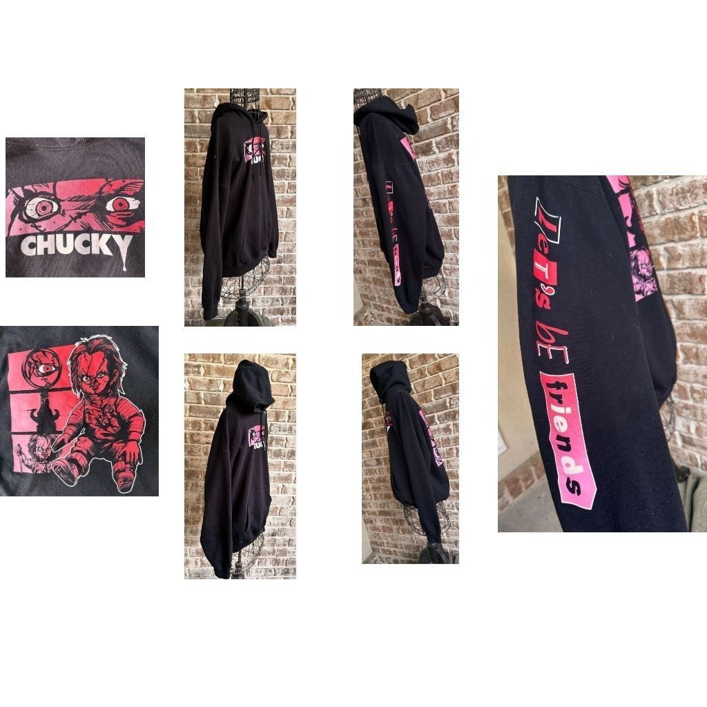 Other Chucky Let's Be Friends Hoodie Unisex Sz L Black Halloween C Size US L / EU 52-54 / 3 - 10 Thumbnail