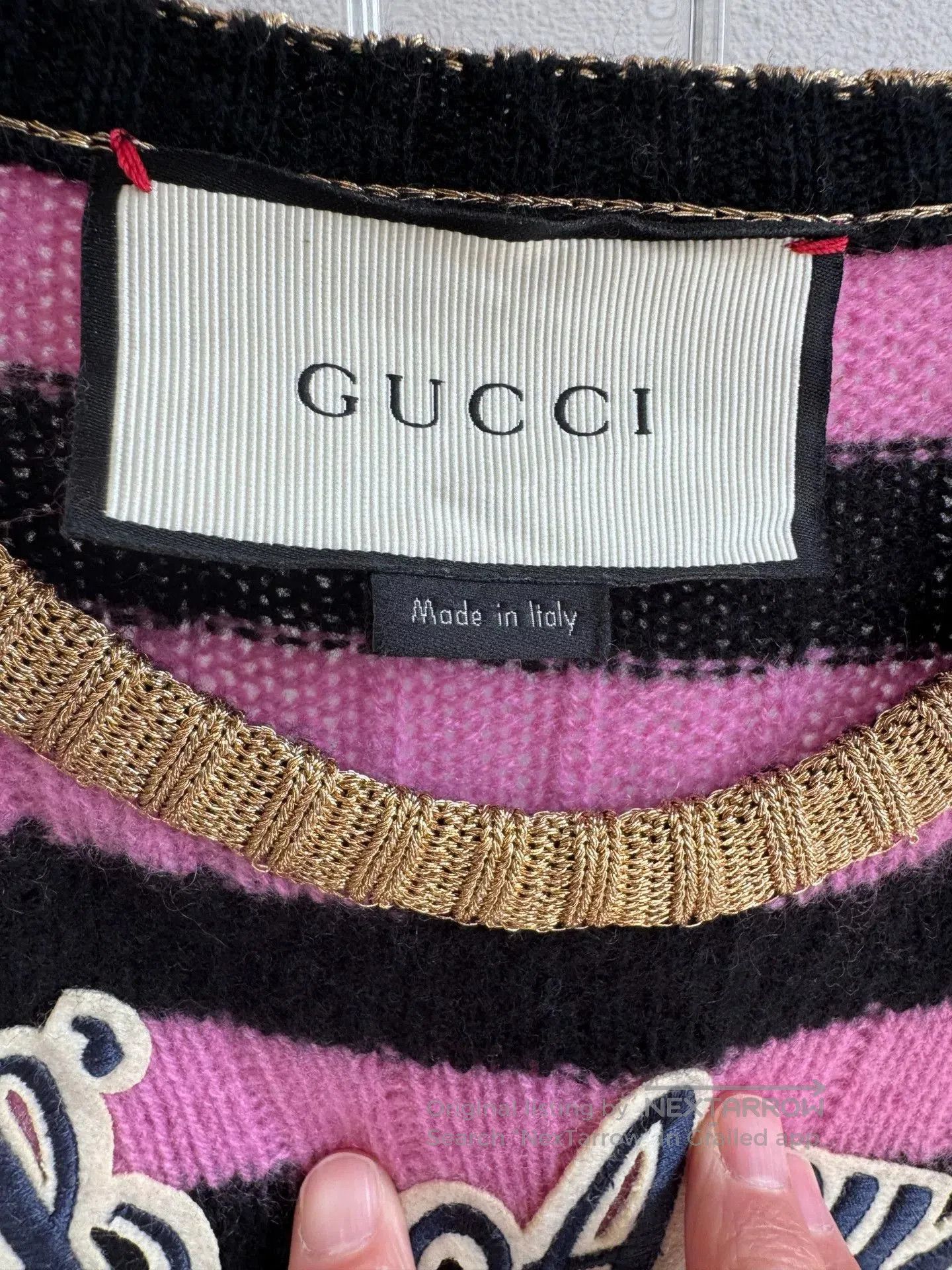 Gucci Gucci Pink Striped Cat Embroidery Sweater. Size XXS / US 00 / IT 34 - 4 Thumbnail