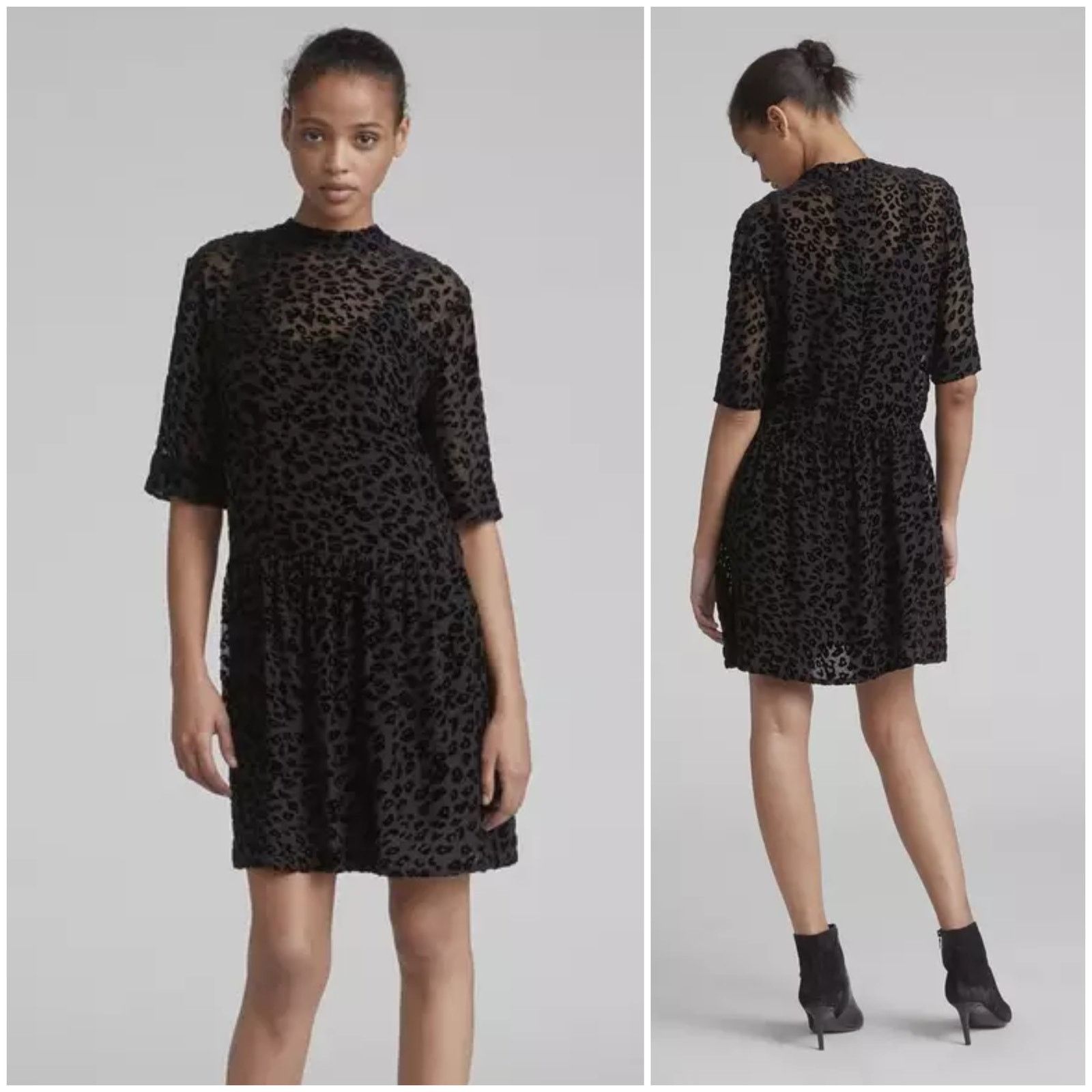 Rag & Bone Rag & Bone Gia Mini Dress Silk Blend Sheer Leopard Velvet XS Size XS / US 0-2 / IT 36-38 - 1 Thumbnail