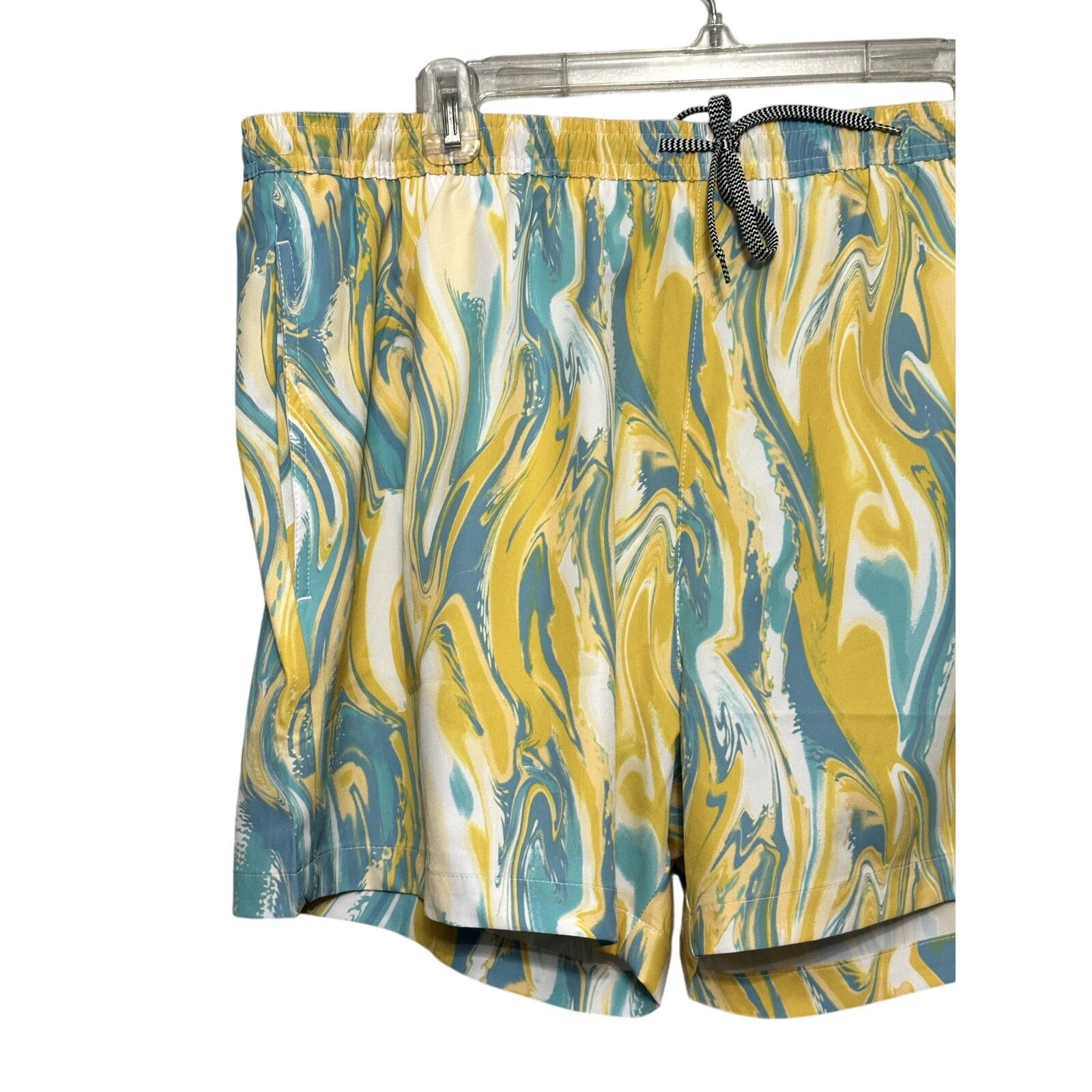 Other Open Edit Men's Yellow/Blue Swirl Volley Swim Trunks XL NWT Size US 36 / EU 52 - 3 Thumbnail