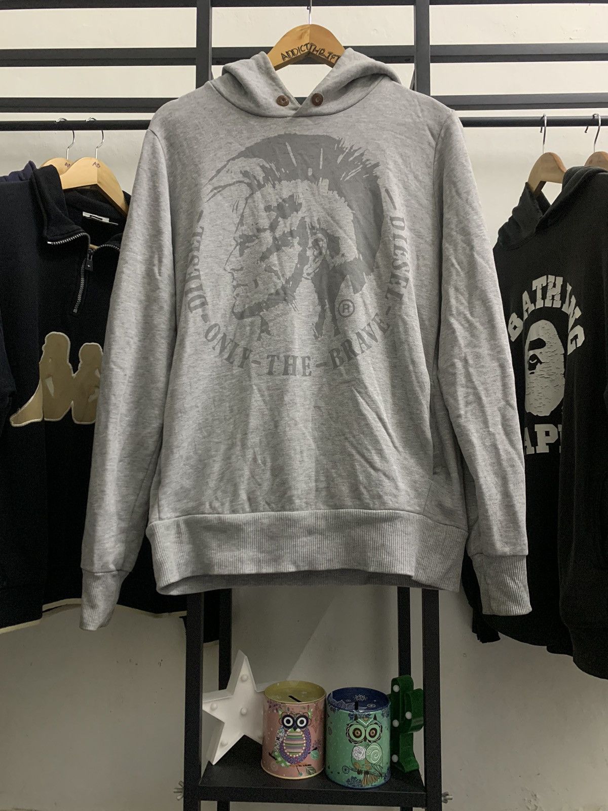 Diesel × Vintage 🔥HOT🔥 VINTAGE DIESEL “ONLY THE BRAVE” PUNK HOODIE Size US XL / EU 56 / 4 - 1 Thumbnail
