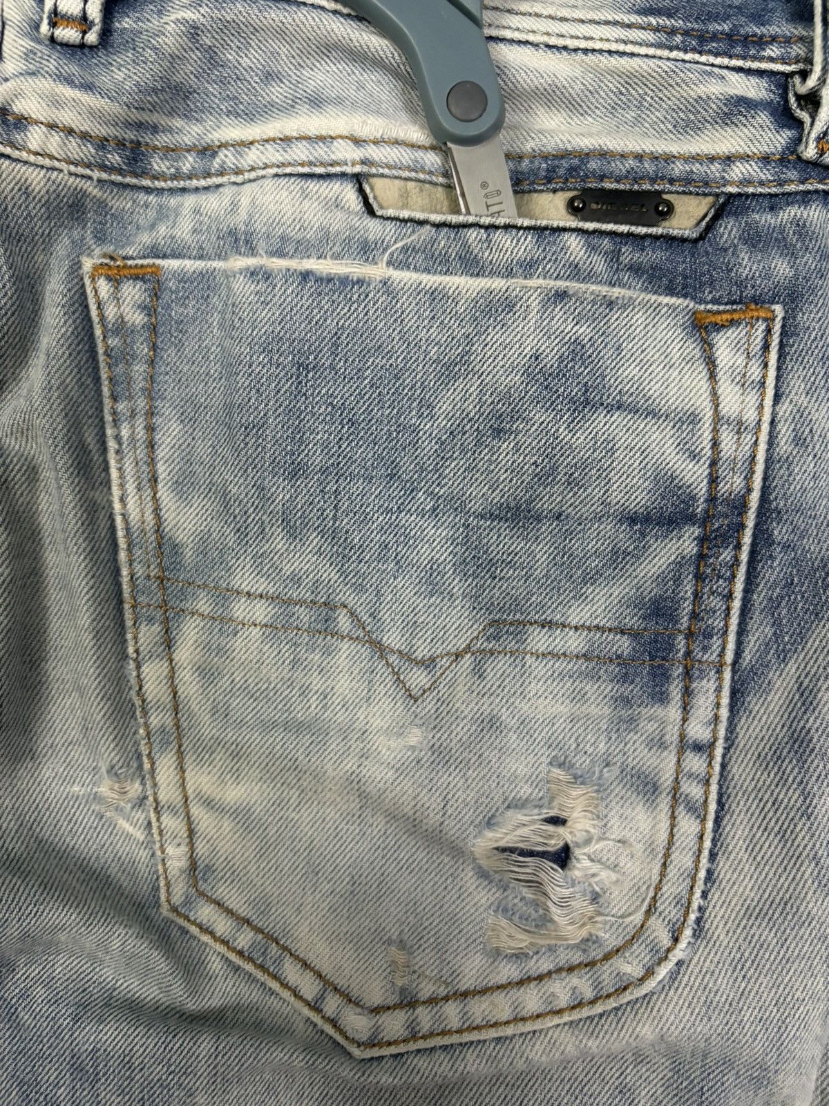 Diesel Diesel Industry Acid Wash Patched Distressed Curved Jeans Size US 31 - 14 Thumbnail