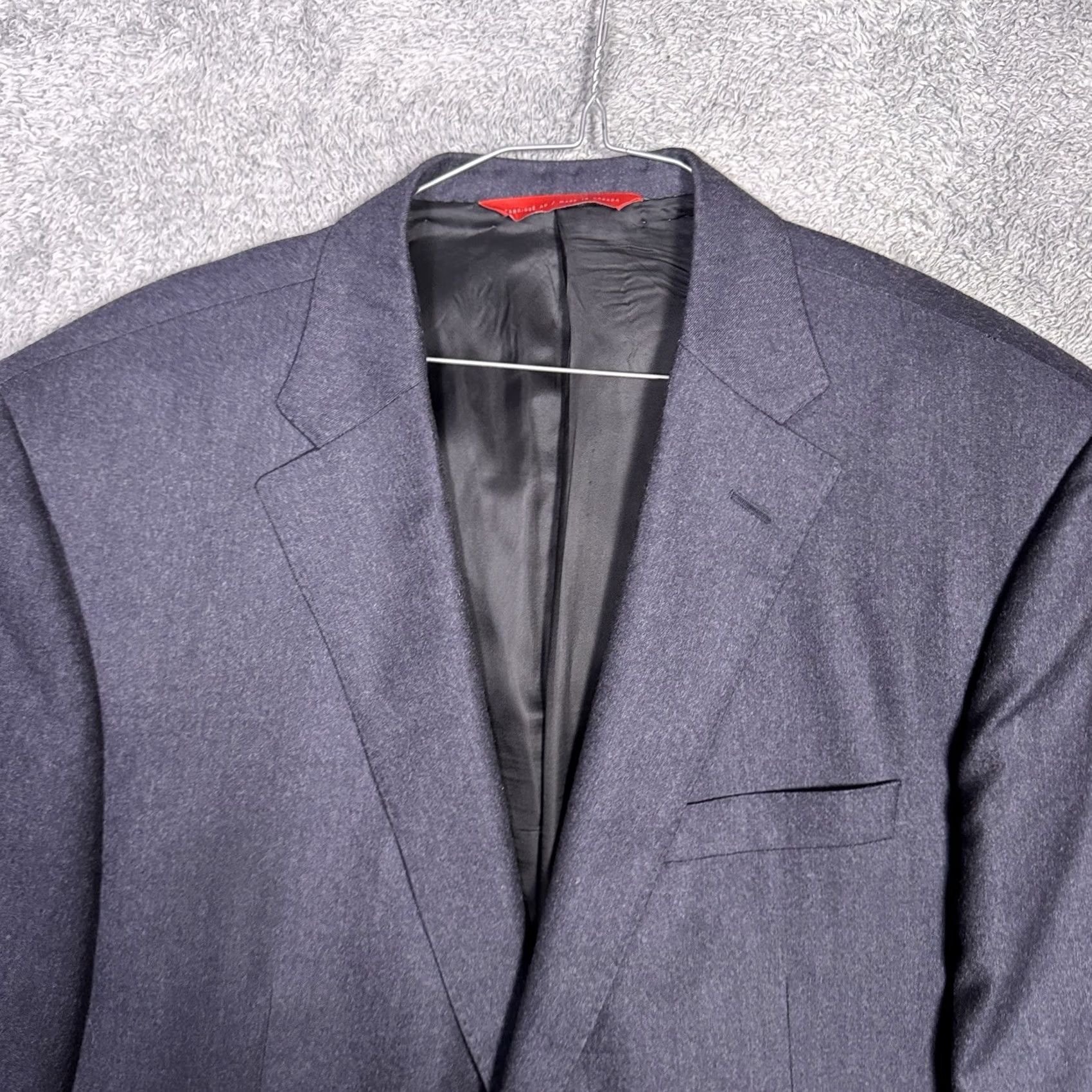 Vintage Samuelsohn Blazer Mens 46L Sport Coat Wool Cashmere Gray 2-Button Notch Notch Lapel Business Casual Long Coat/ Jacket Size 46R - 4 Thumbnail