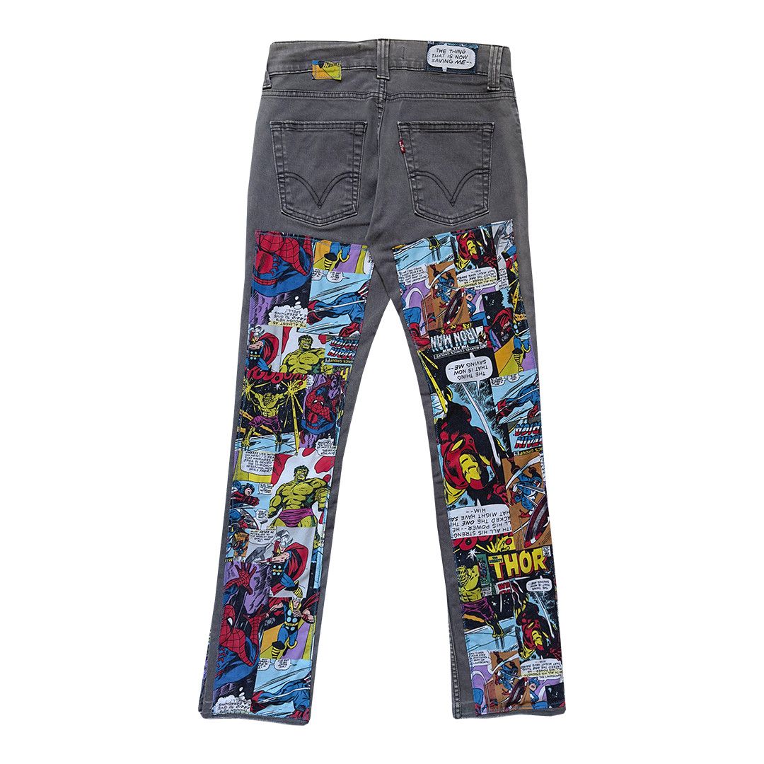 Levi's Upcycled "OLD SCHOOL MARVEL" LEVI'S 511 Slim Jeans Size US 30 / EU 46 - 2 Thumbnail