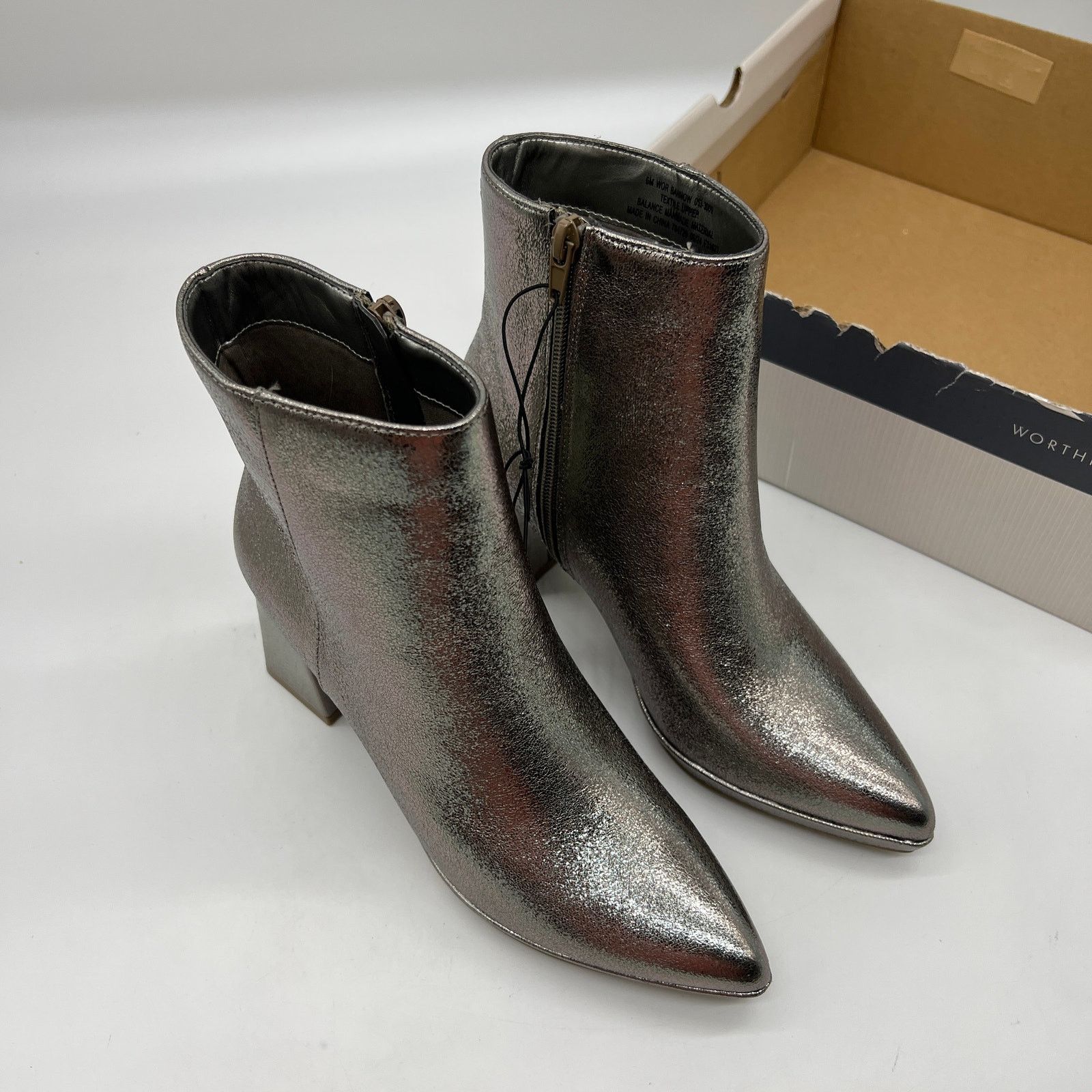 Other Worthington Womens Bannow Flared Heel Booties Pewter Size US 6 / IT 36 - 3 Thumbnail