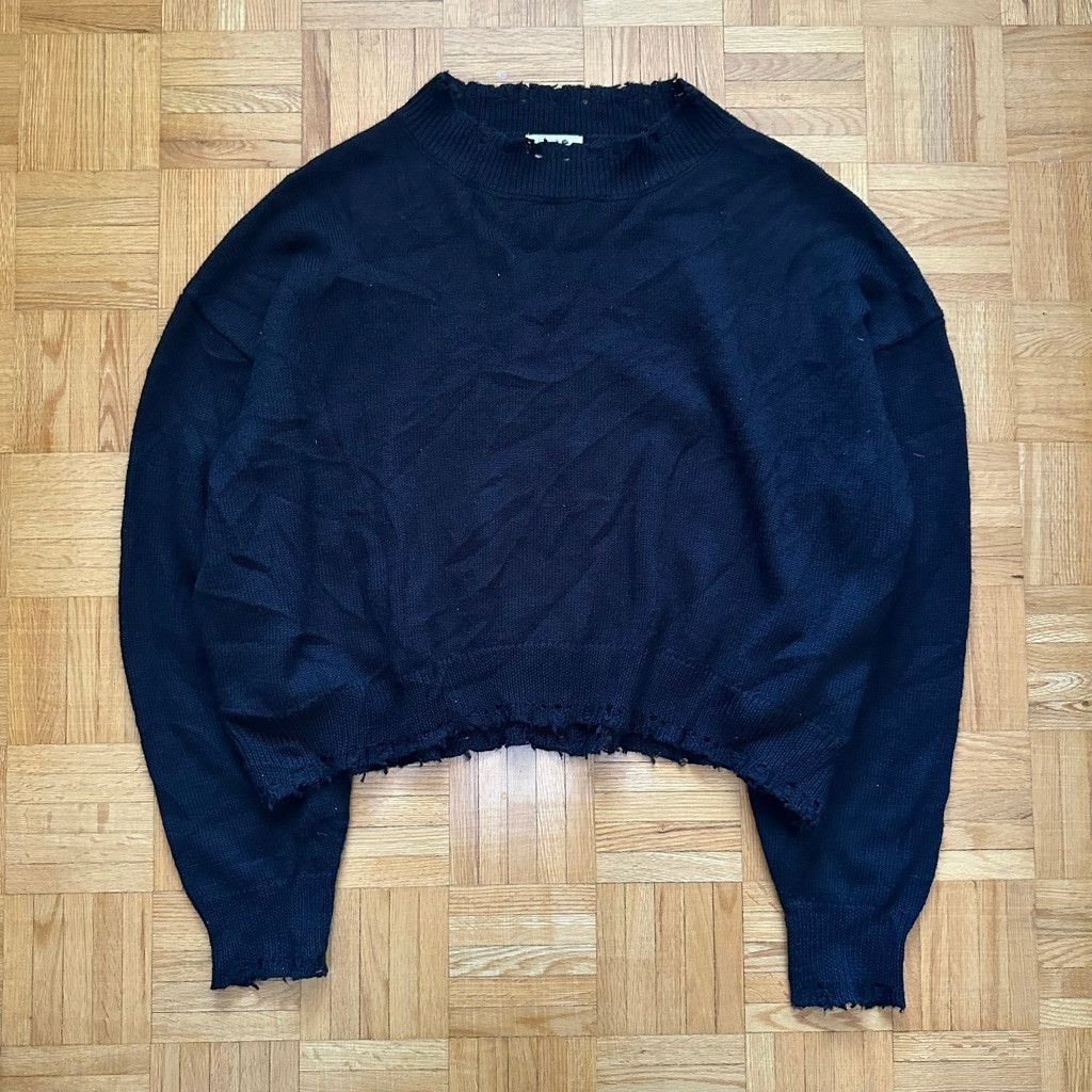 Bare Knuckles Wool Cashmere Distressed Knit Sweater Medium