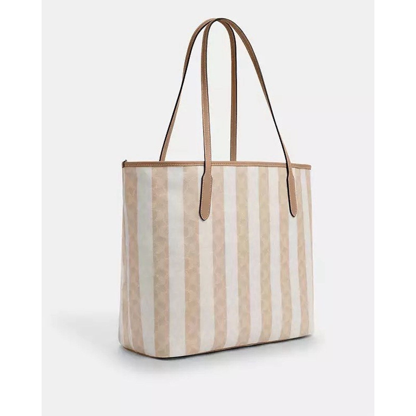 Coach NWT Coach Large City Tote Bag Signature Stripe CBI03 Tan Size ONE SIZE - 9 Thumbnail