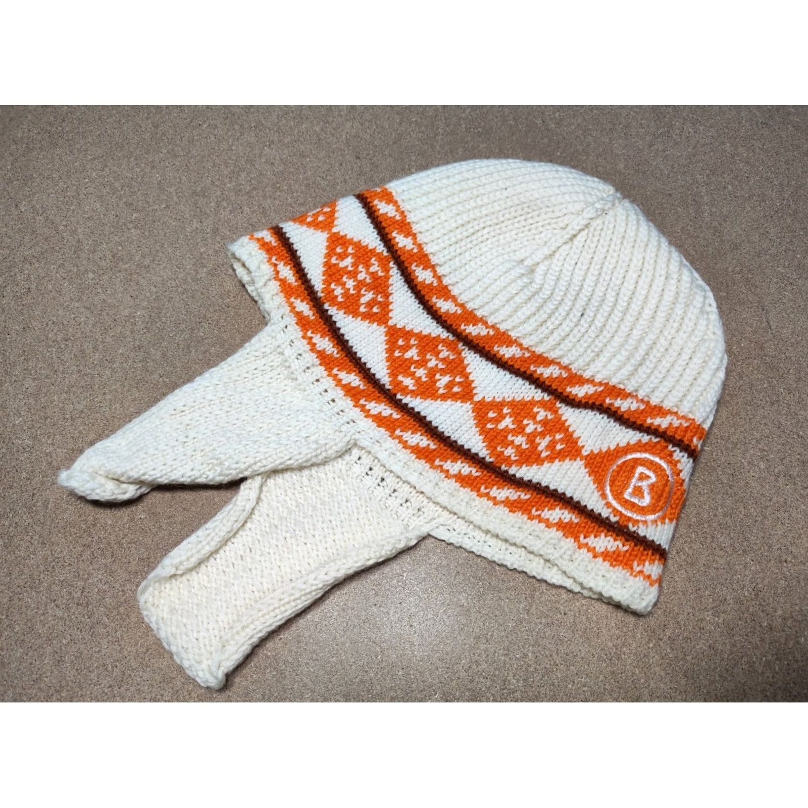 Bogner VINTAGE Bogner Beanie Hat Unisex Adults One Size Beige Wool Knit Ear Flap Made in Italy Size ONE SIZE - 4 Thumbnail