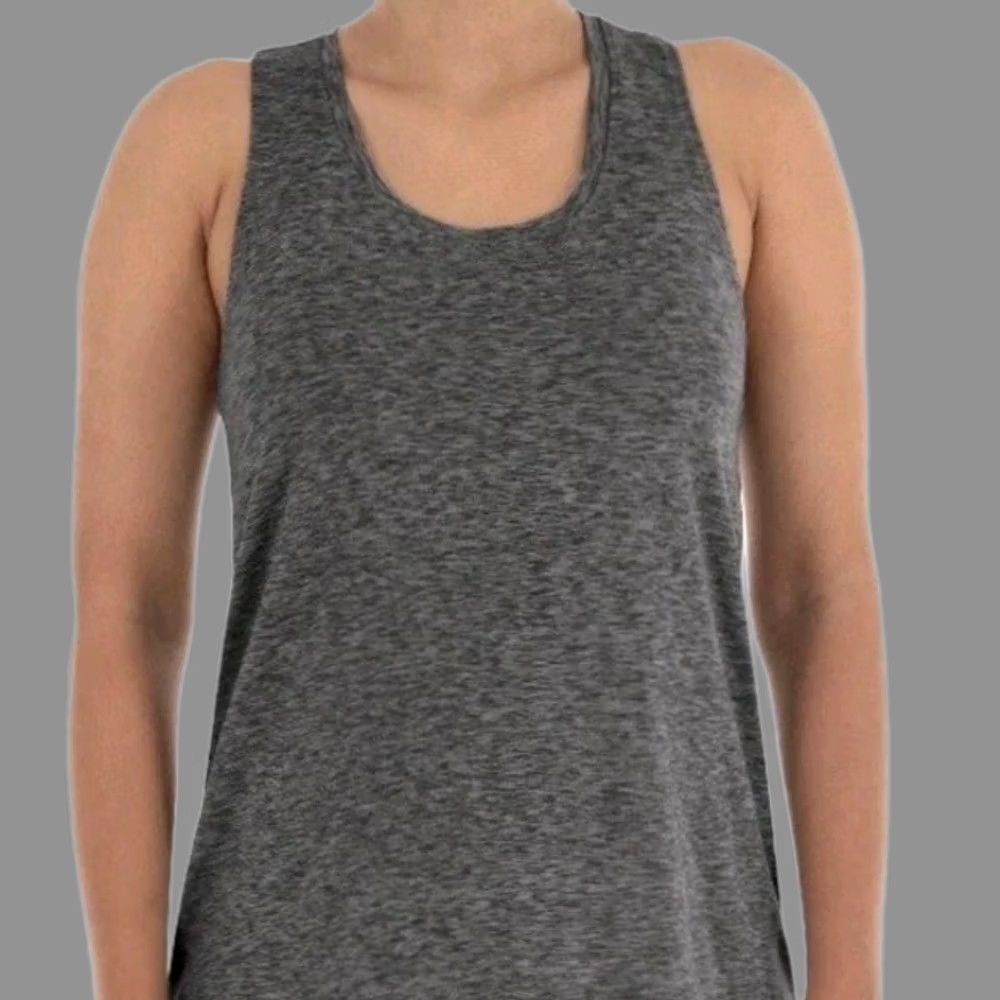 Athletic Works Athletic Works Womens Active Racerback Tank M 8 - 10 Shirt Sleeveless Gray Polyester Spandex Moisture Wicking Size ONE SIZE - 1 Thumbnail