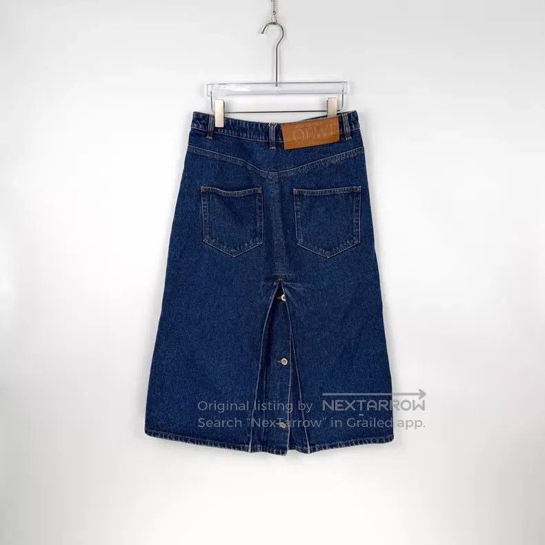 Loewe Loewe Washed blue leather label denim skirt Size 26" / US 2 / IT 38 - 4 Thumbnail
