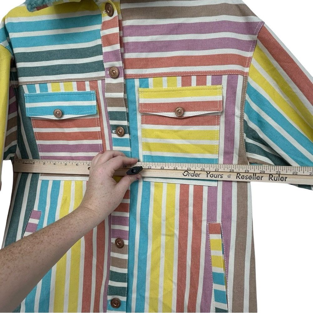 NOCTURNE NOCTURNE PRINTED DENIM JACKET STRIPED RAINBOW WOMENS SIZE XS Size XS / US 0-2 / IT 36-38 - 6 Thumbnail