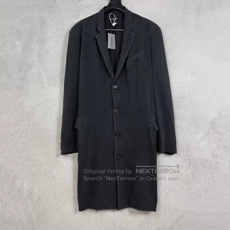 Balenciaga Balenciaga Washed Black Cotton Long Overcoat Size US XS / EU 42 / 0 - 1 Thumbnail