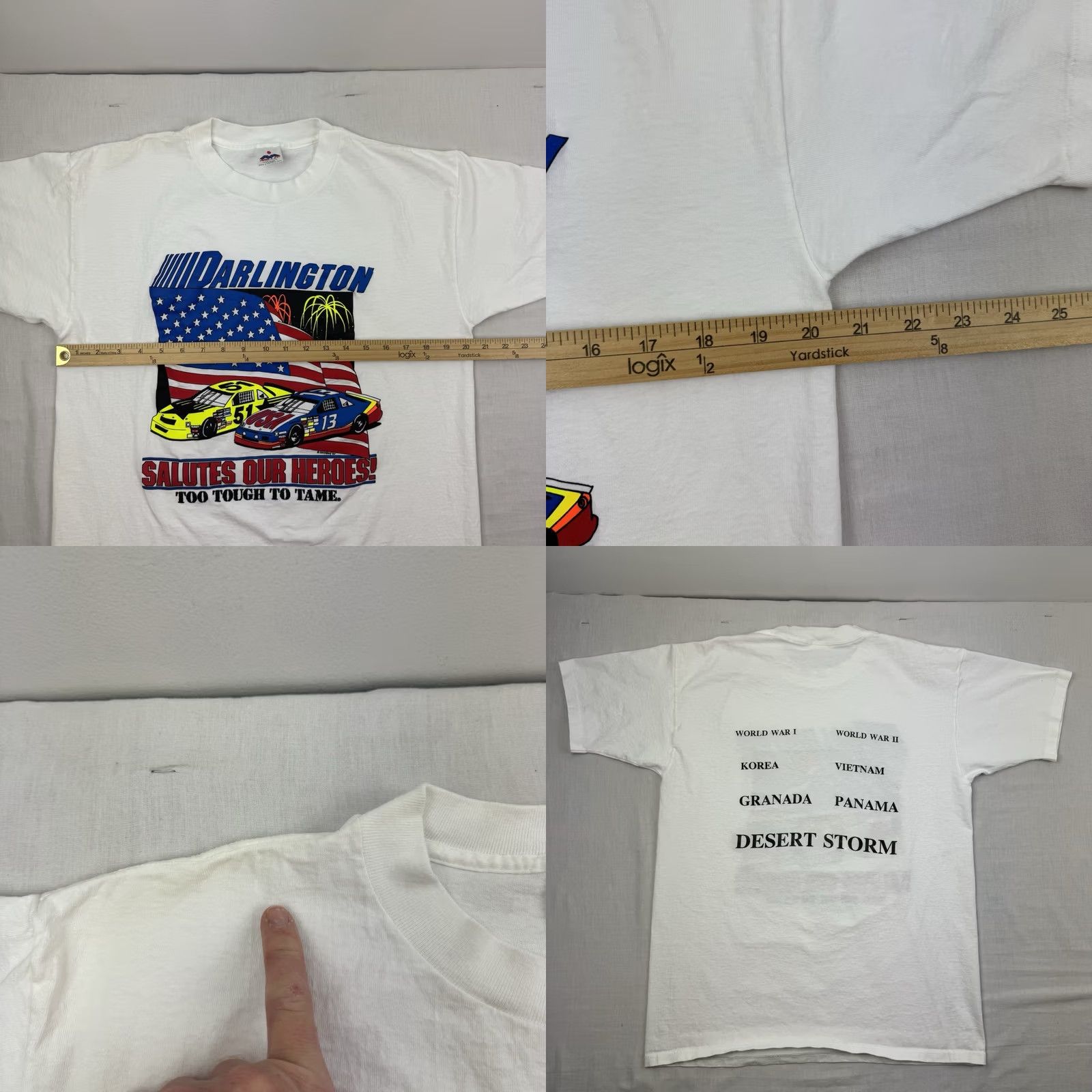 Vintage VINTAGE Miller Darlington Racing Army Salute T Shirt Adult Large White Cotton Shirt Men Navy Military 90s Nascar Recreation Shirts Mens Size US L / EU 52-54 / 3 - 8 Thumbnail