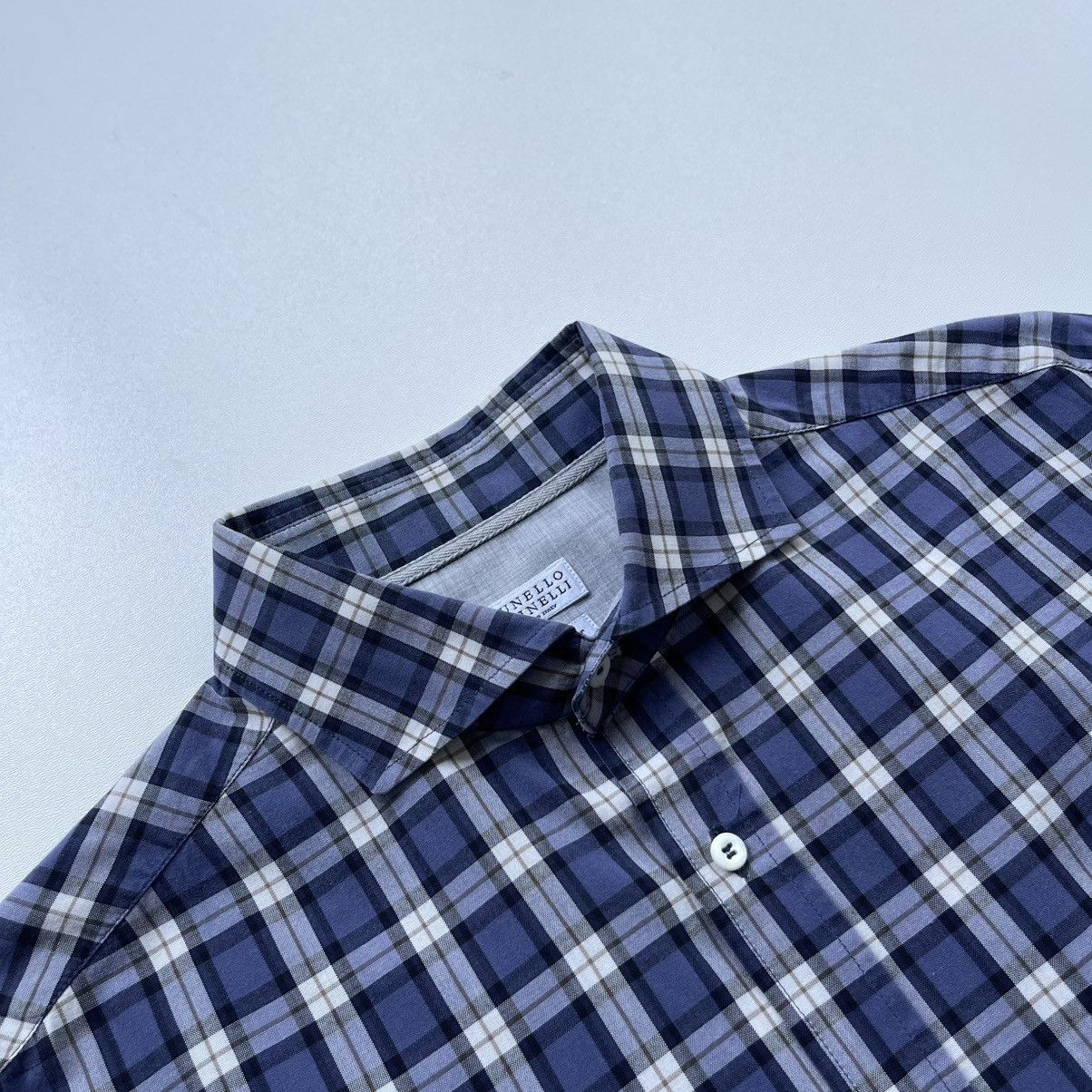 Brunello Cucinelli Brunello Cucinelli Slim Fit Cotton Checked Button Ups Shirt Size US S / EU 44-46 / 1 - 7 Thumbnail