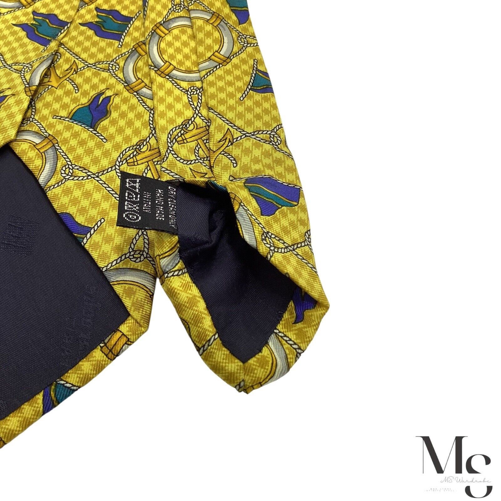 Guy Laroche GUY LAROCHE Yellow Nautical Print Silk Tie H.Made In Itally Size ONE SIZE - 6 Thumbnail