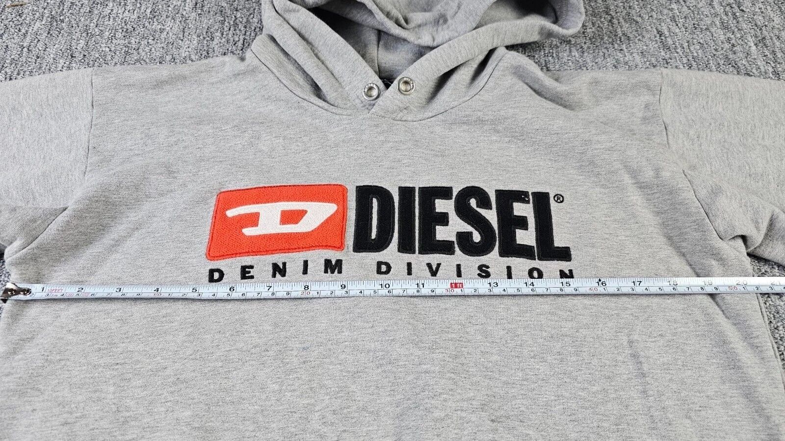 Diesel Diesel S-Ginn Denim Division Spellout Logo Hoodie Gray Men M Size US M / EU 48-50 / 2 - 10 Thumbnail