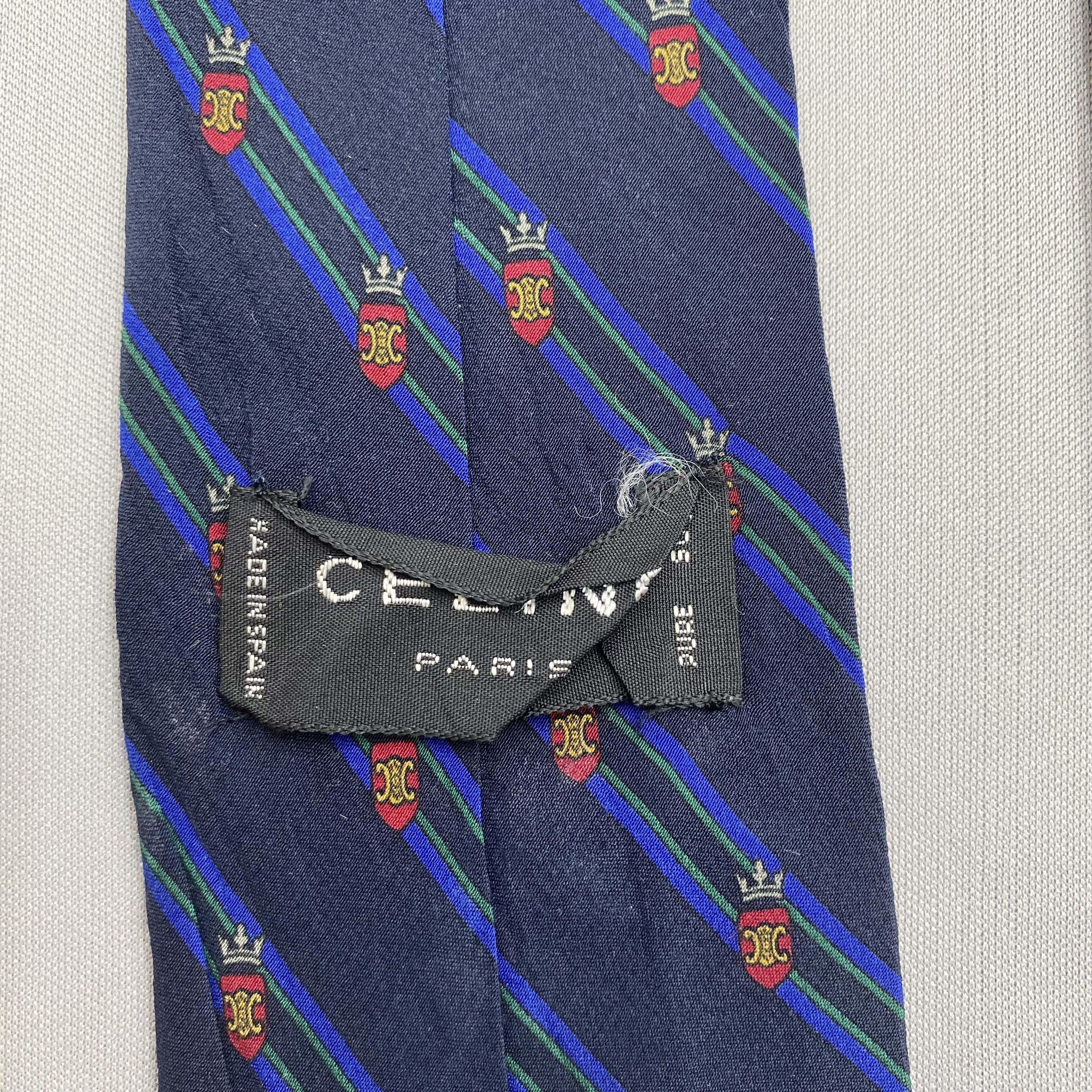 Celine Vintage Celine SILK Necktie Cravate Pure Silk Neck Tie Size ONE SIZE - 8 Thumbnail