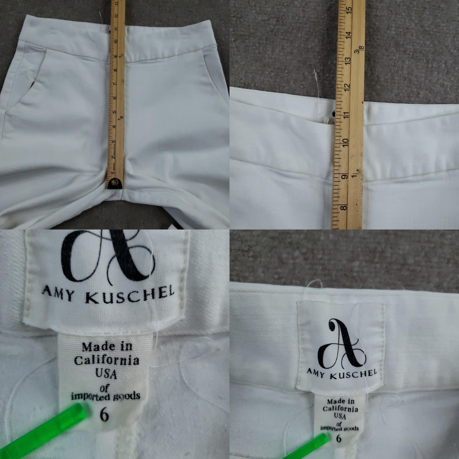 Vintage Amy Kuschel Pants Womens 6 White Wide Leg Cropped Dressy Trousers Made USA Size 28" / US 6 / IT 42 - 8 Thumbnail