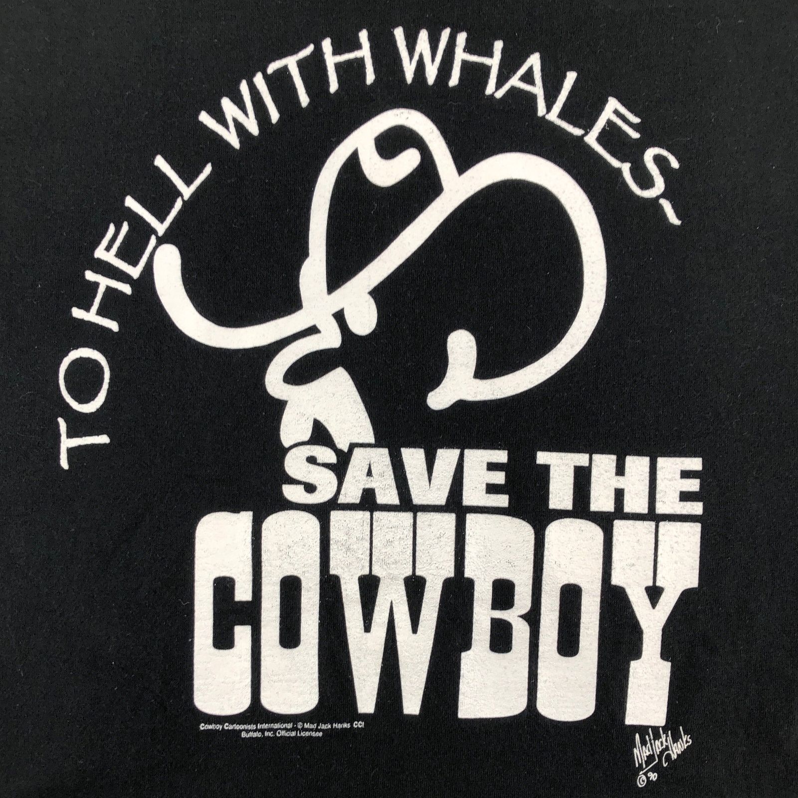 Fruit Of The Loom × Vintage 90s To Hell With Whales Save the Cowboy tshirt 1990 vintage Size US XXL / EU 58 / 5 - 2 Thumbnail