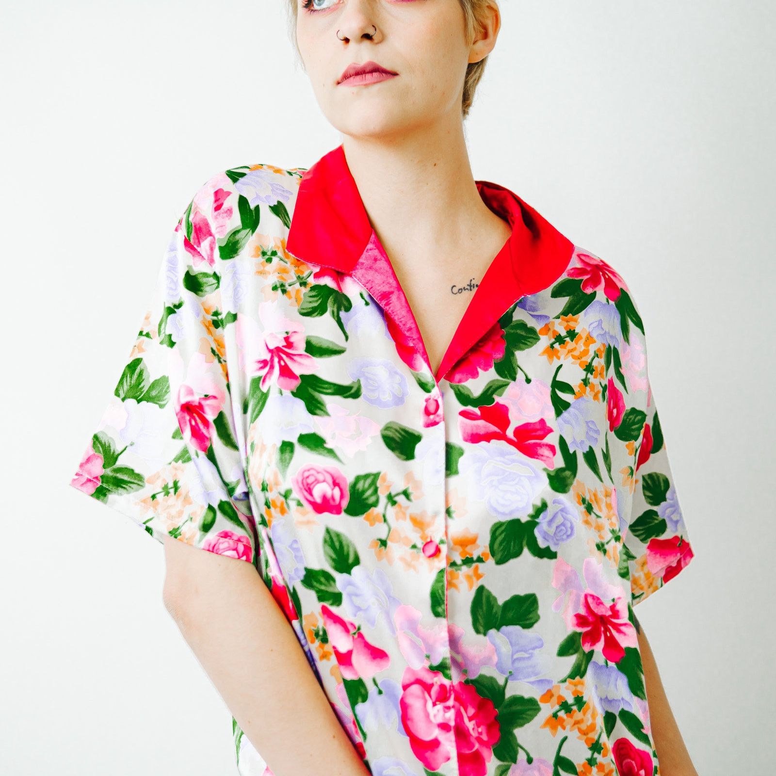 Vintage Vintage A' Milan Intimates Floral Button Front Gown / Med Size M / US 6-8 / IT 42-44 - 8 Thumbnail