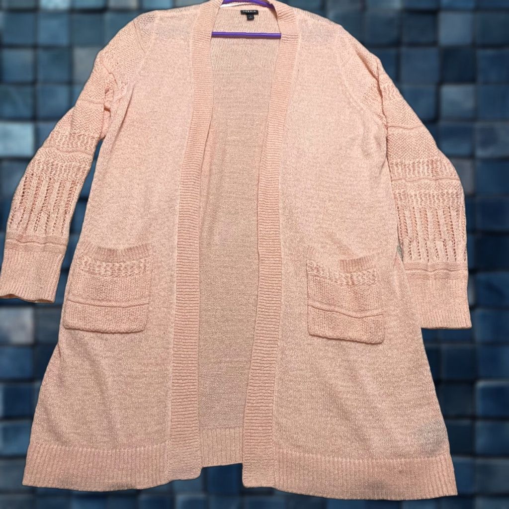 Torrid Torrid 1X Plus Sweater Cardigan Open Front Open Knit Orange Pocket Knit Lightweight Casual Womens 1X Torrid Cardigan Open Size XL / US 12-14 / IT 48-50 - 1 Thumbnail