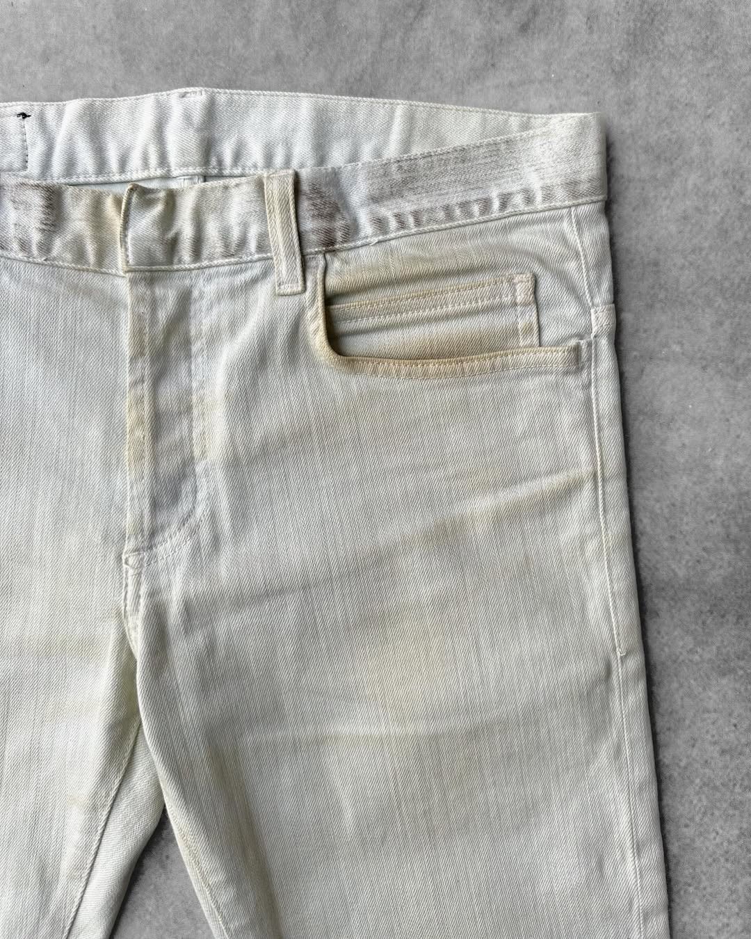 Balmain Balmain SS12 Dirty Coated Pale Yellow Washed Jeans Size US 31 - 5 Thumbnail