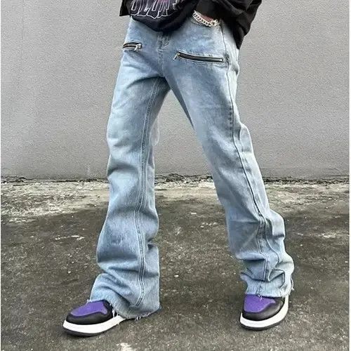 VIBE Y2K Fashion Zipper Retro Washed Baggy Flare Jeans Size US 36 / EU 52 - 3 Thumbnail
