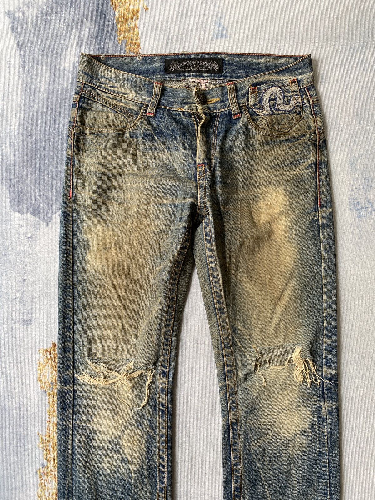 If Six Was Nine Red Pepper Japan Mud Wash Rusty Ed Hardy Design Jeans Size US 33 - 4 Thumbnail