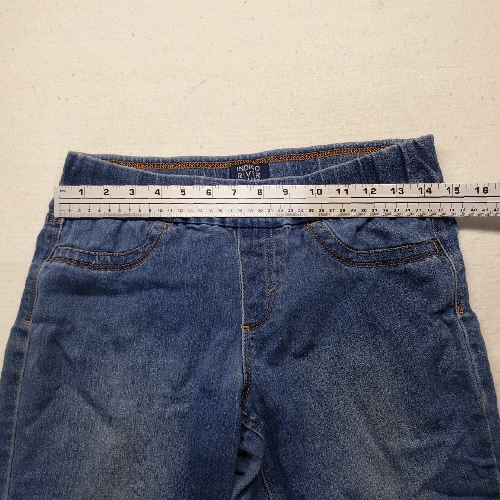 Vintage INDIGO River Blues Jeans Skinny Jeggings - Women M Medium Blue Stretch Elastic Waist Size 32" / US 10 / IT 46 - 5 Thumbnail