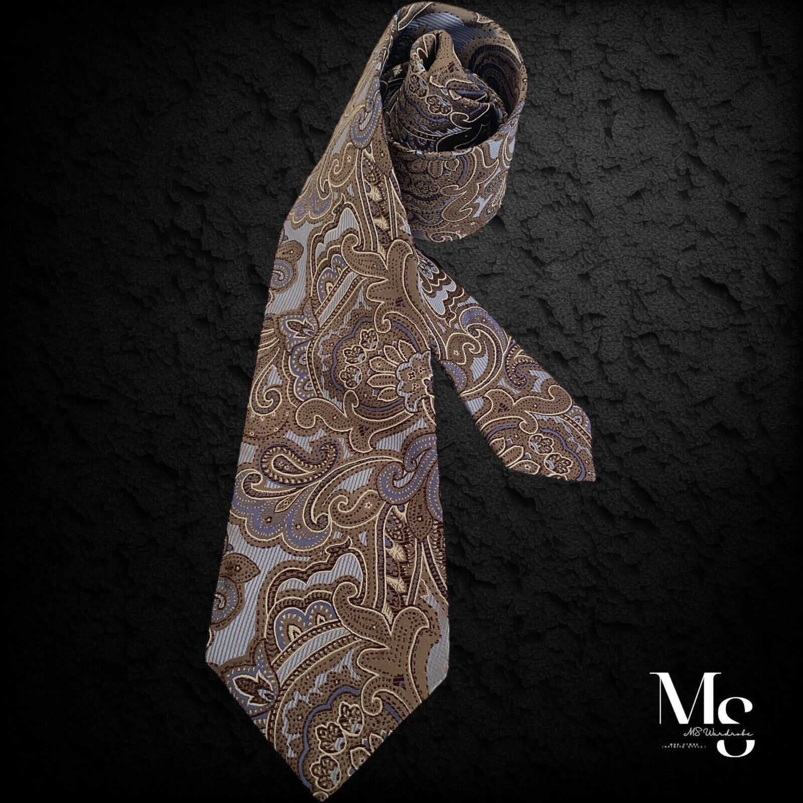 Other JZ RICHARDS XL Brown Paisley Silk Tie Hand Made In USA W: 3. Size ONE SIZE - 1 Thumbnail