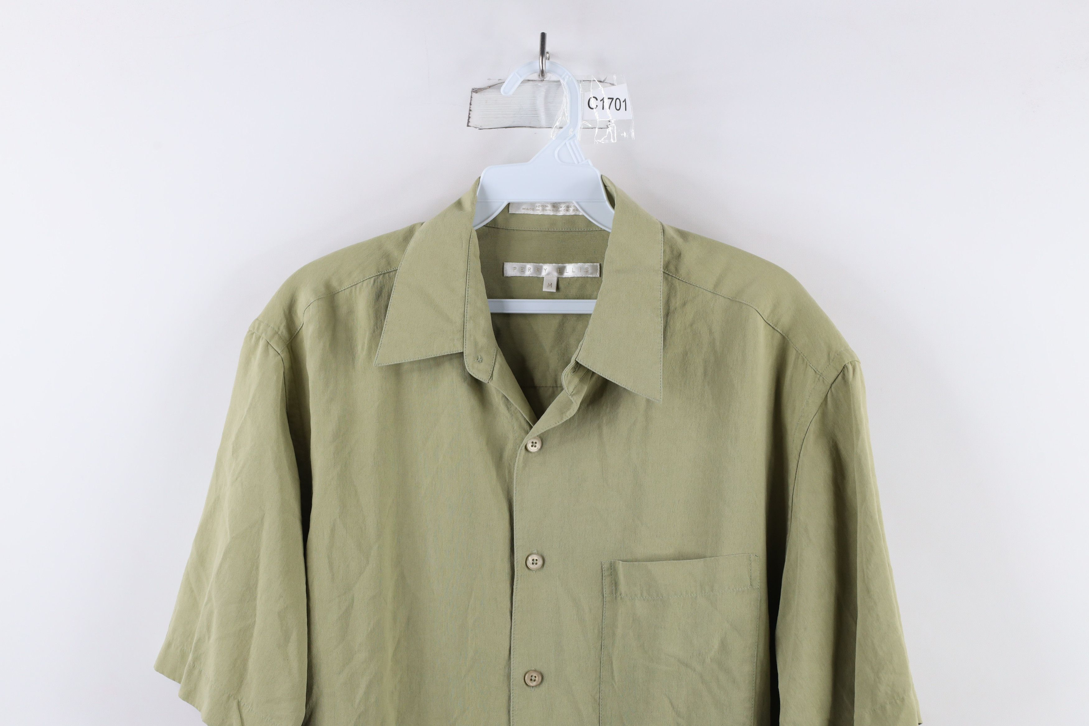 Vintage Vintage 90s Streetwear Short Sleeve Button Shirt Light Green Size US M / EU 48-50 / 2 - 2 Thumbnail