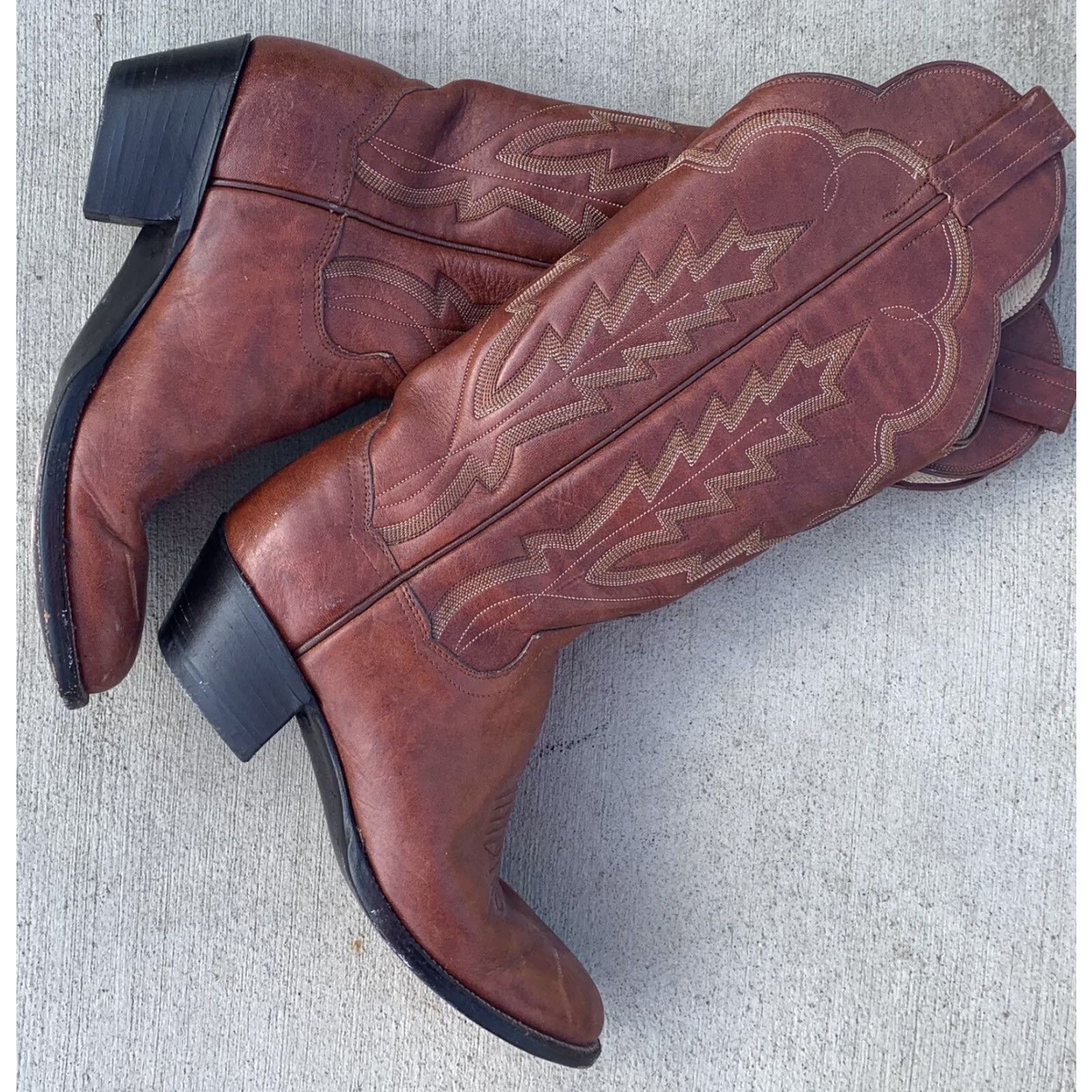 Vintage VINTAGE Panhandle Slim Cowboy Boots Boots Cowgirl Western Hand Crafted 5 1/2 B Brown Leather Mens Ladies? Size US 6 / IT 36 - 2 Thumbnail