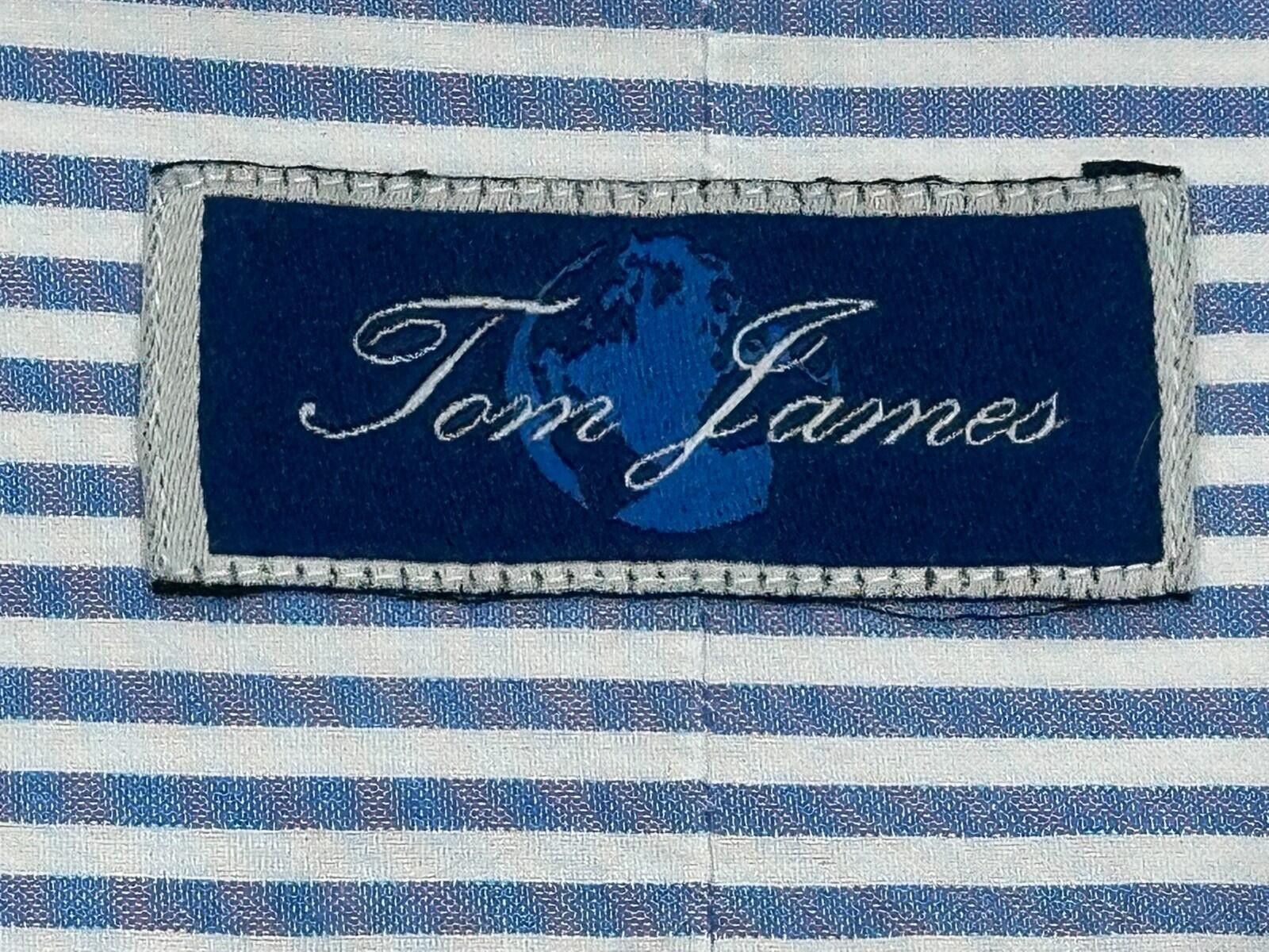Tom James Tom James Pencil Stripe Button Up Mens Blue XL Size US XL / EU 56 / 4 - 7 Thumbnail
