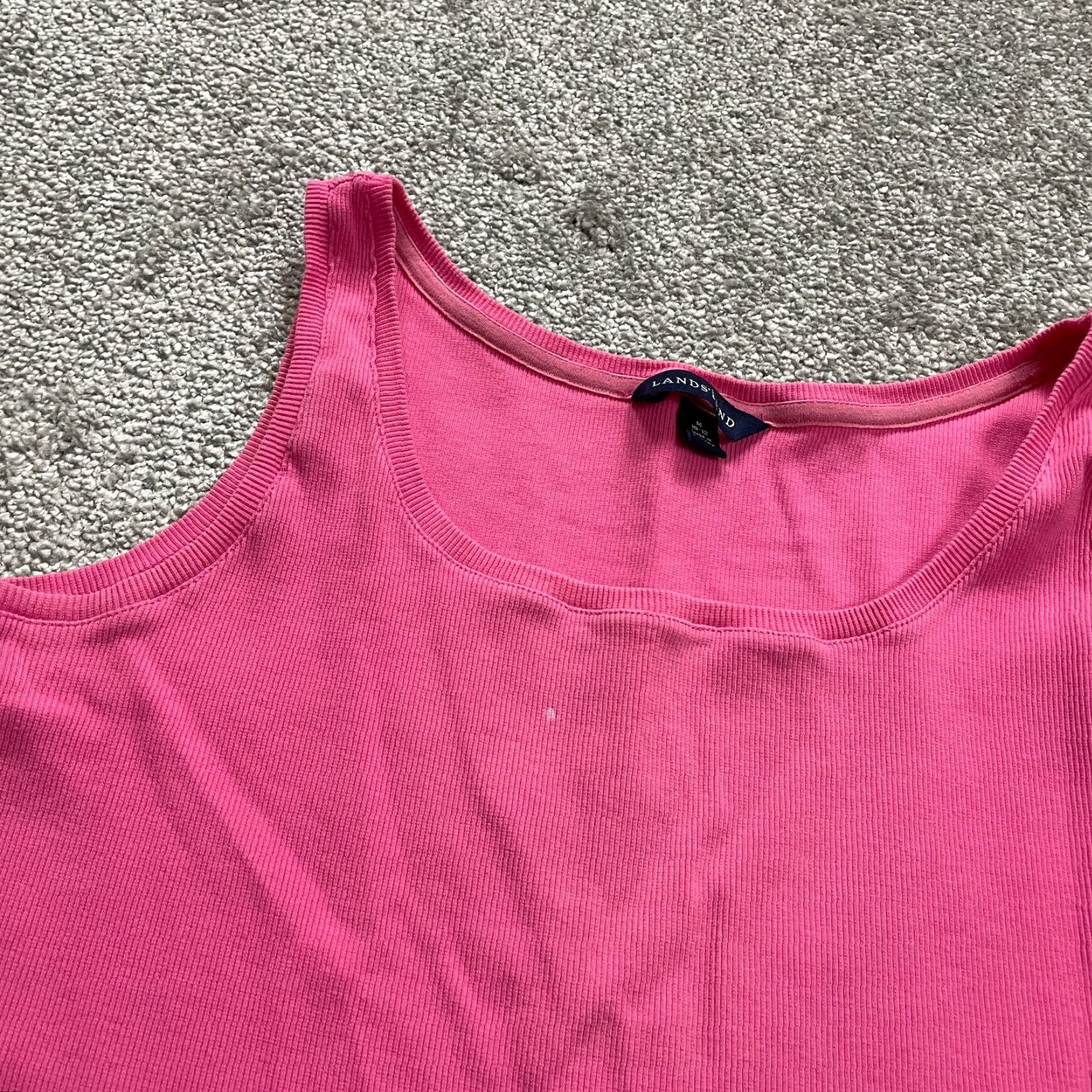 Lands' End Lands' End Women's Medium Pink Ribbed Knit Tank Top Casual Round Neck Sleeveless Size M / US 6-8 / IT 42-44 - 4 Thumbnail
