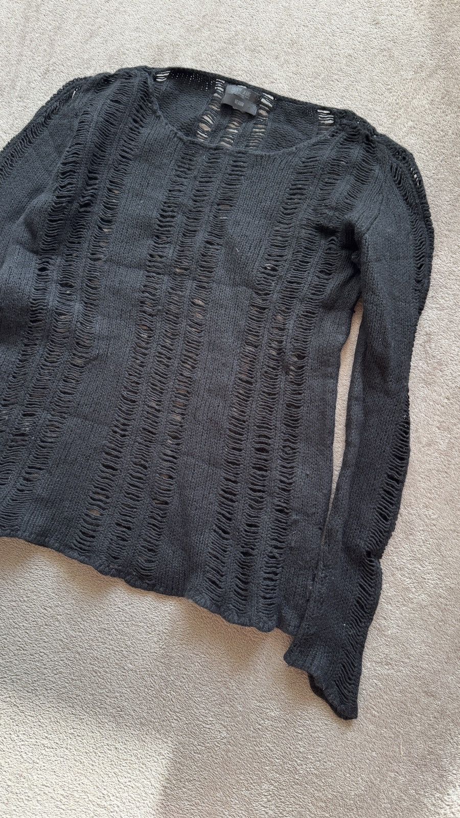 If Six Was Nine Archive Helmut Lang LGB cdg Style Wool Knit Mesh Raw Sweater Size US S / EU 44-46 / 1 - 3 Thumbnail