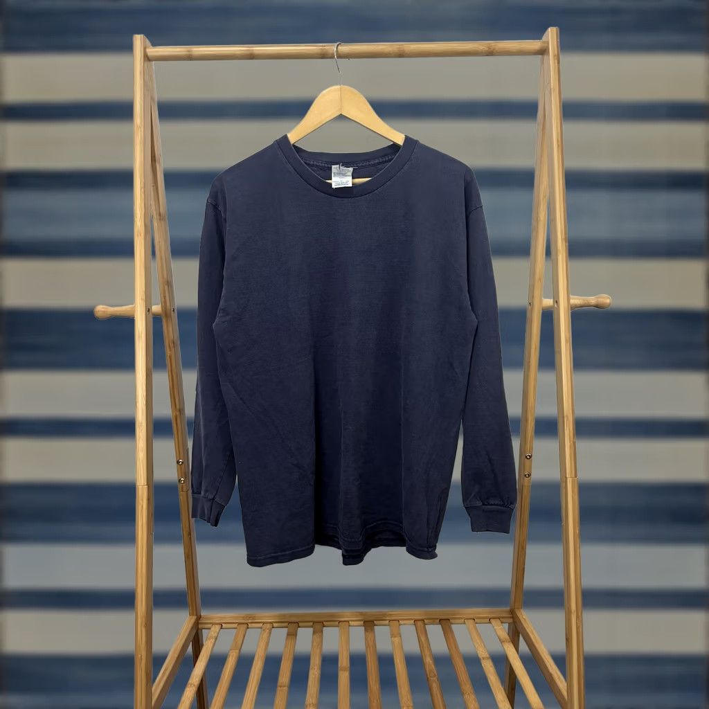 Delta VTG Faded BLANK Essential Long Sleeve WIP Work Delta T-Shirt Size L Blue Mens Shirt Size US L / EU 52-54 / 3 - 1 Thumbnail